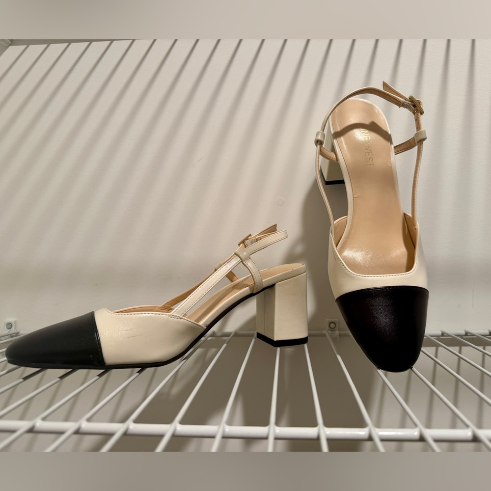 Elegant Cream and Black Women's Heels